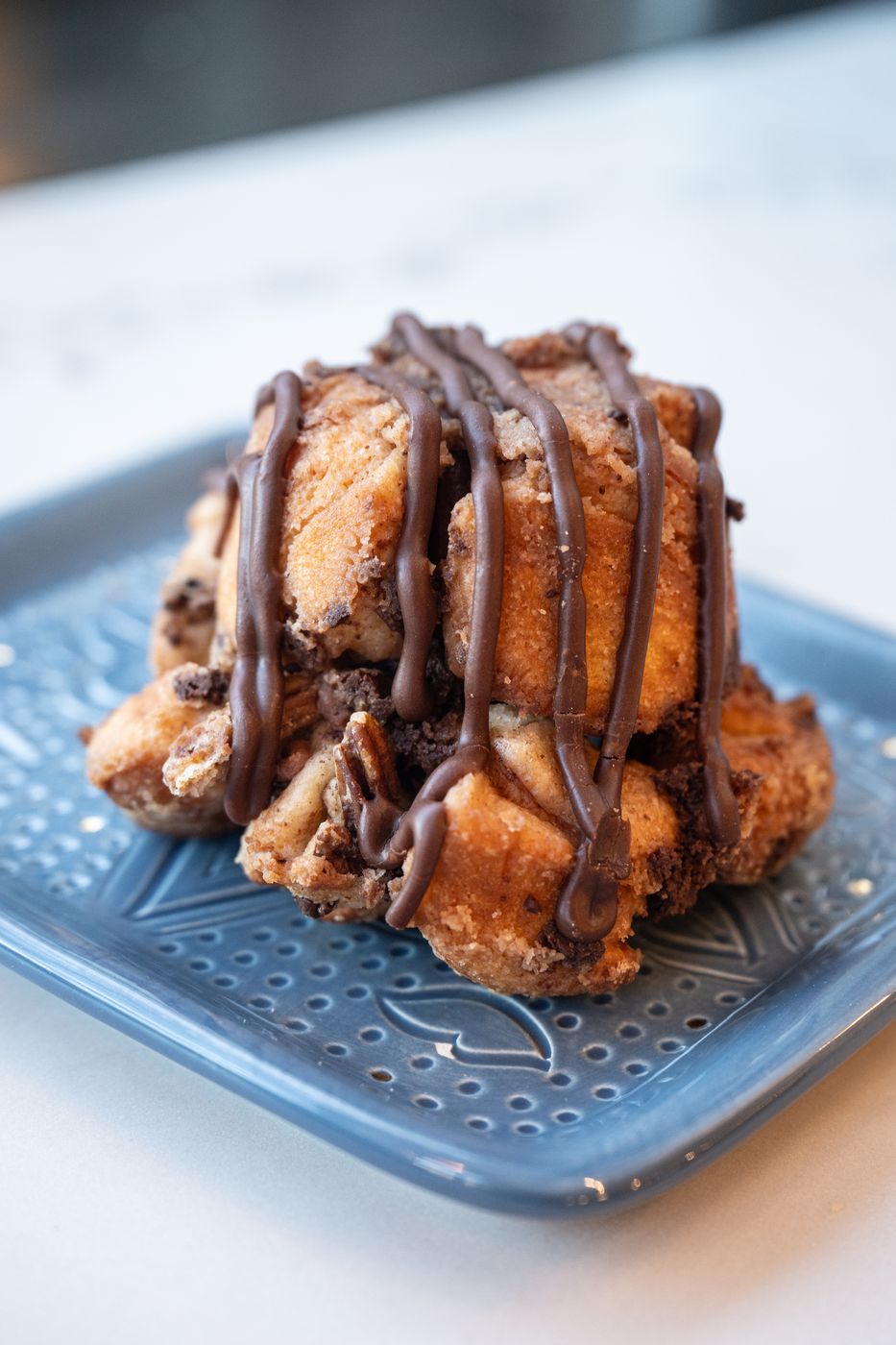 Pastry with a chocolate drizzle