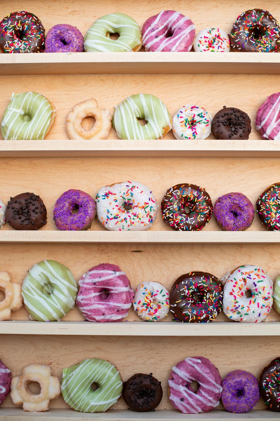 Rows of donuts on the Provisions donut wall