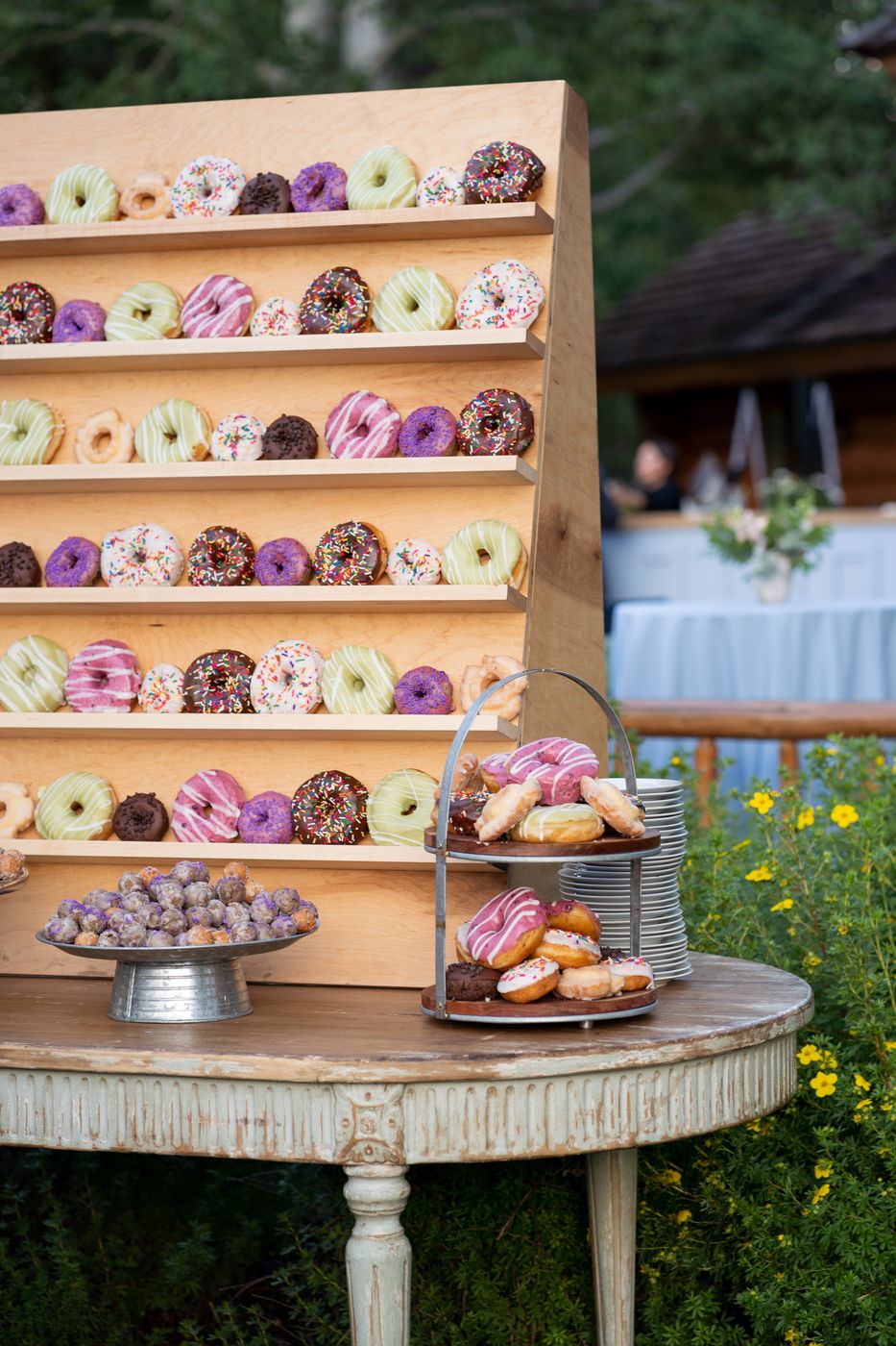 Provisions donut wall at an outdoor wedding