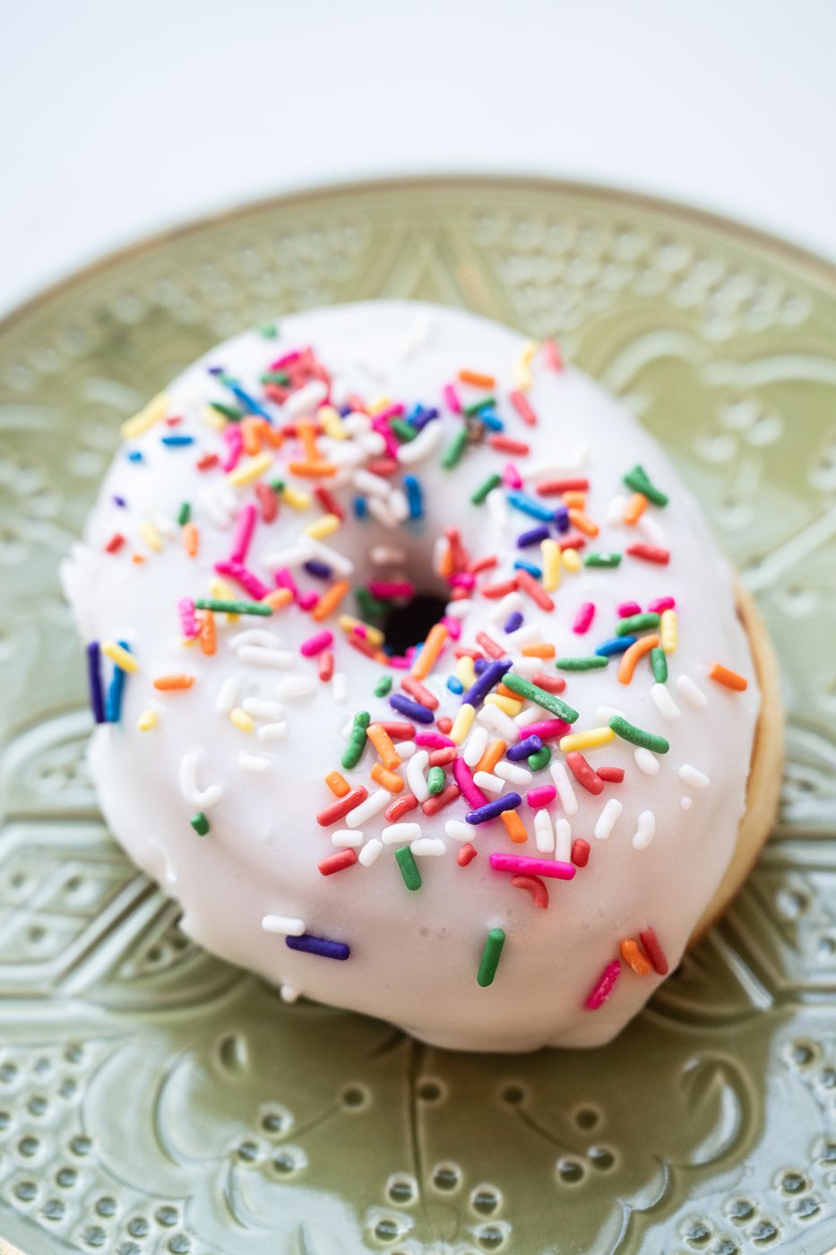 Vanilla glazed sprinkle donut