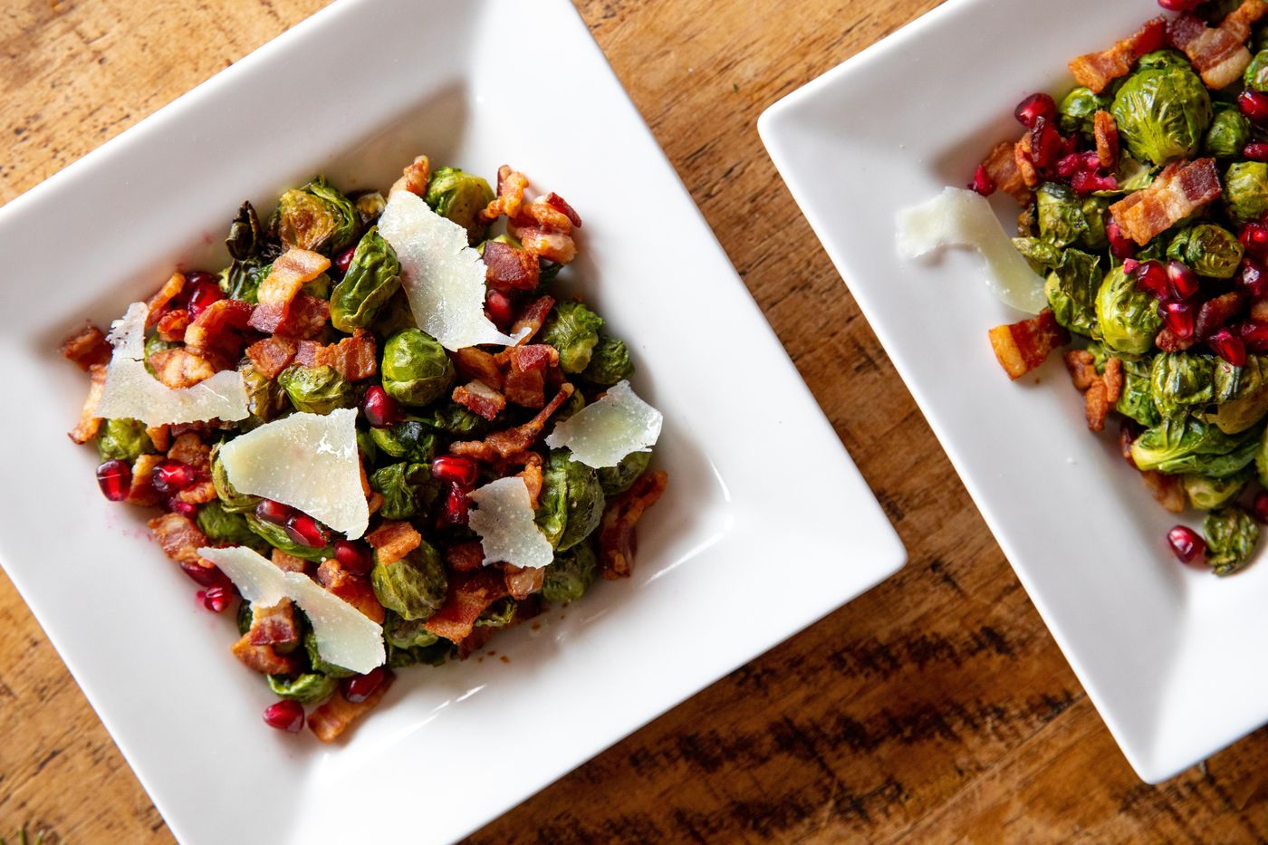 Brussels sprouts with shaved parmesan and pomegranate