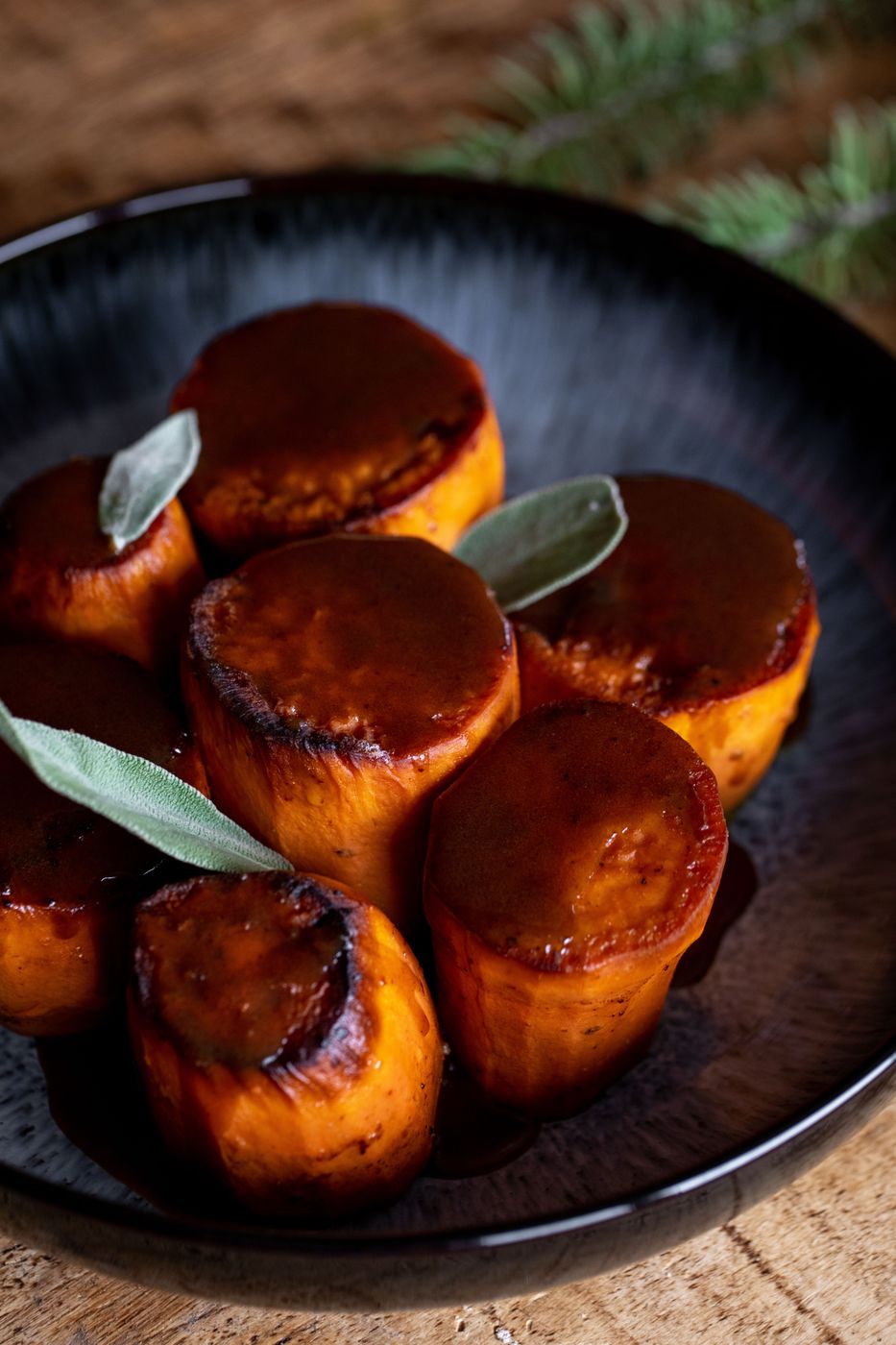 Caramelized sweet potatoes with sage