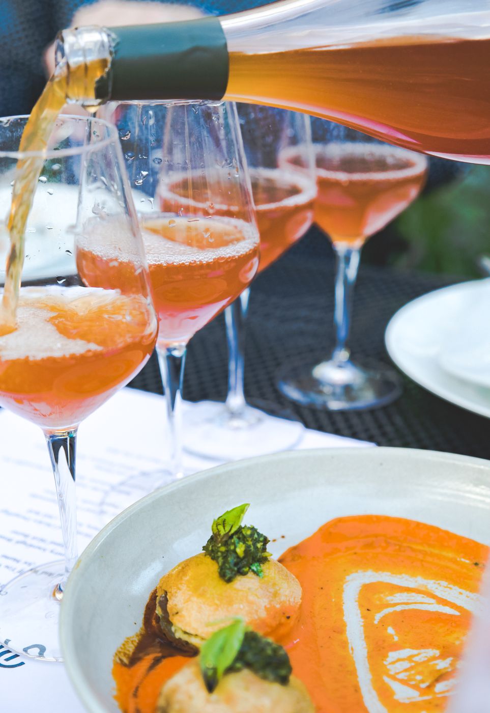 Pouring rosé at a private dinner
