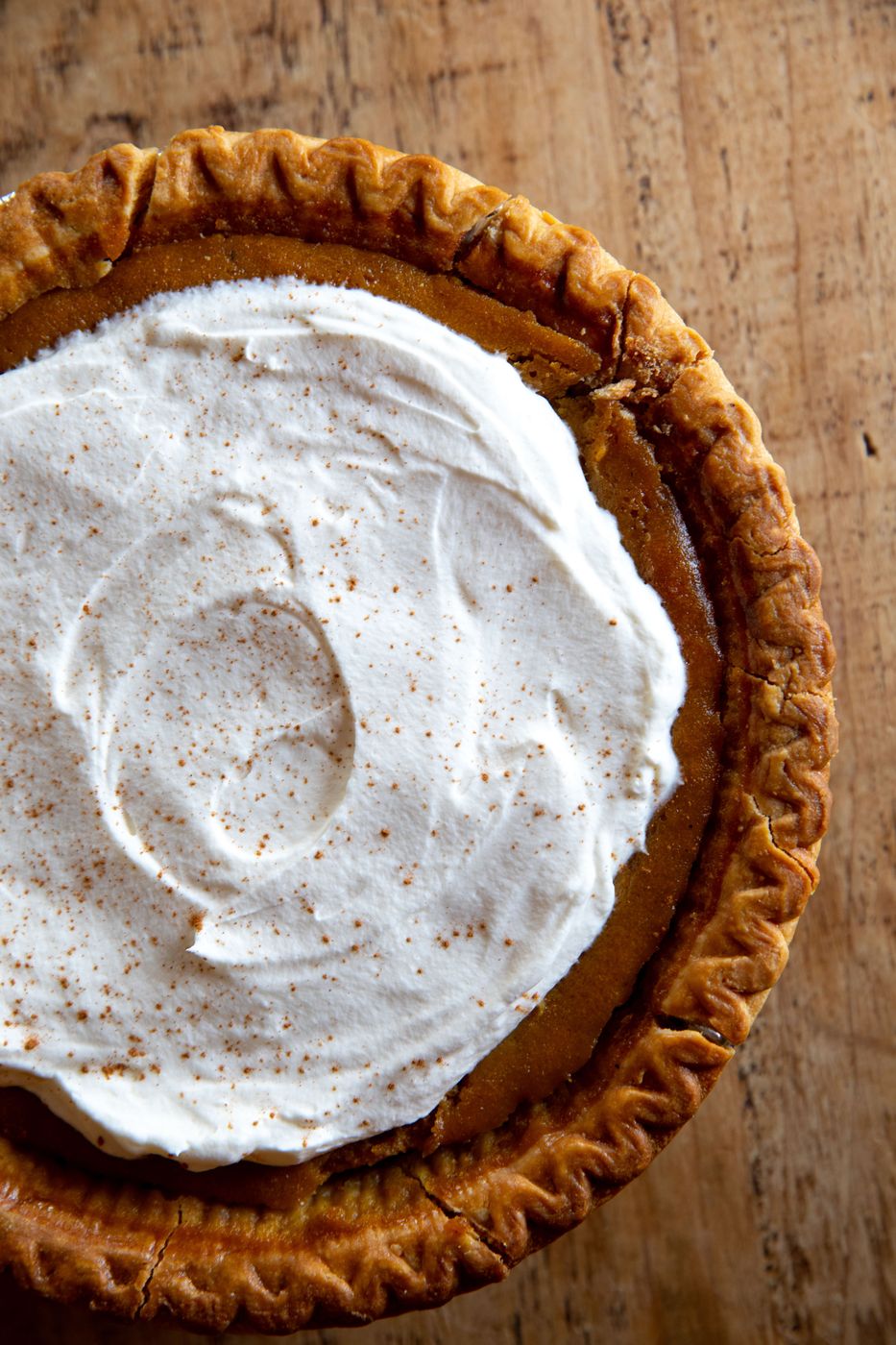 Pumpkin pie with whipped cream