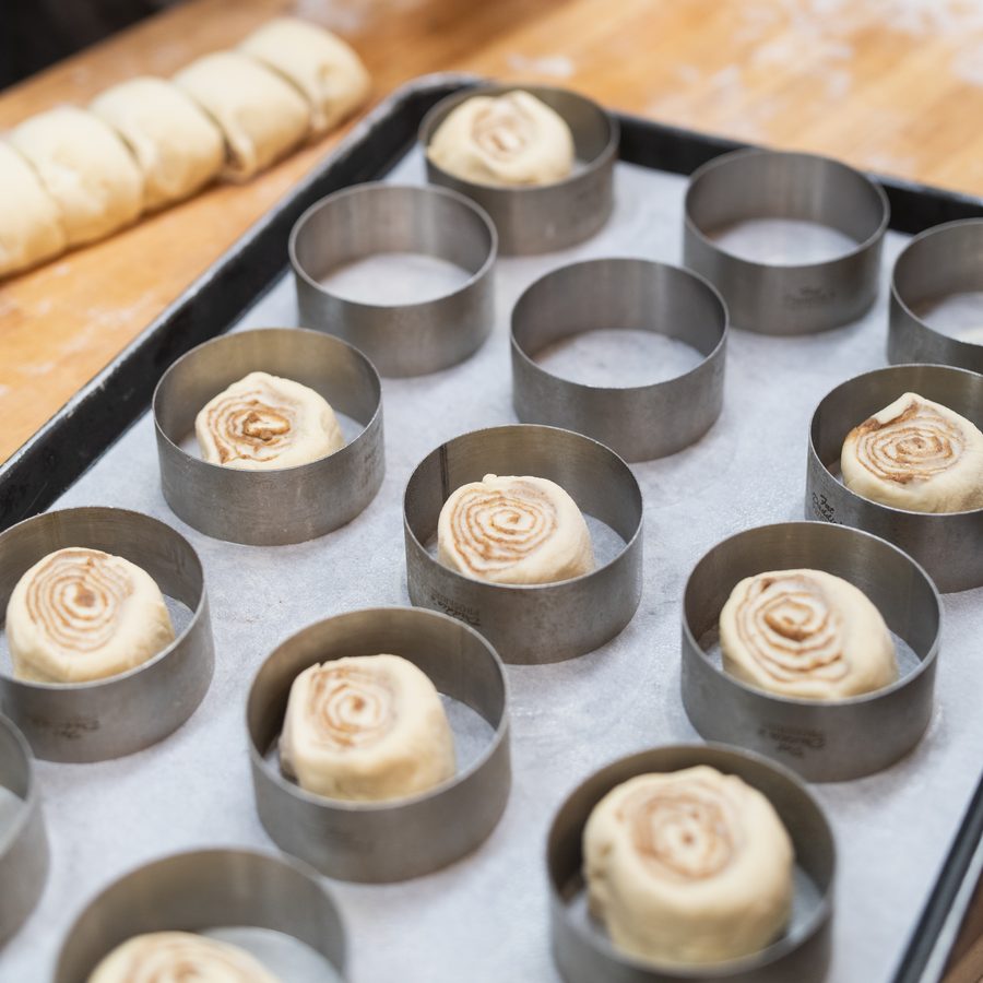 Tray of Provisions cinnamon rolls fresh from the oven in Jackson Hole